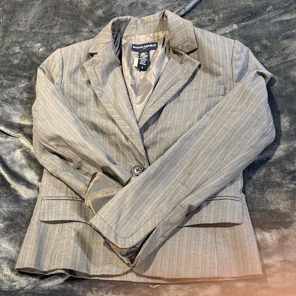 Banana Republic Women's Pinstripe Blazer - Gray